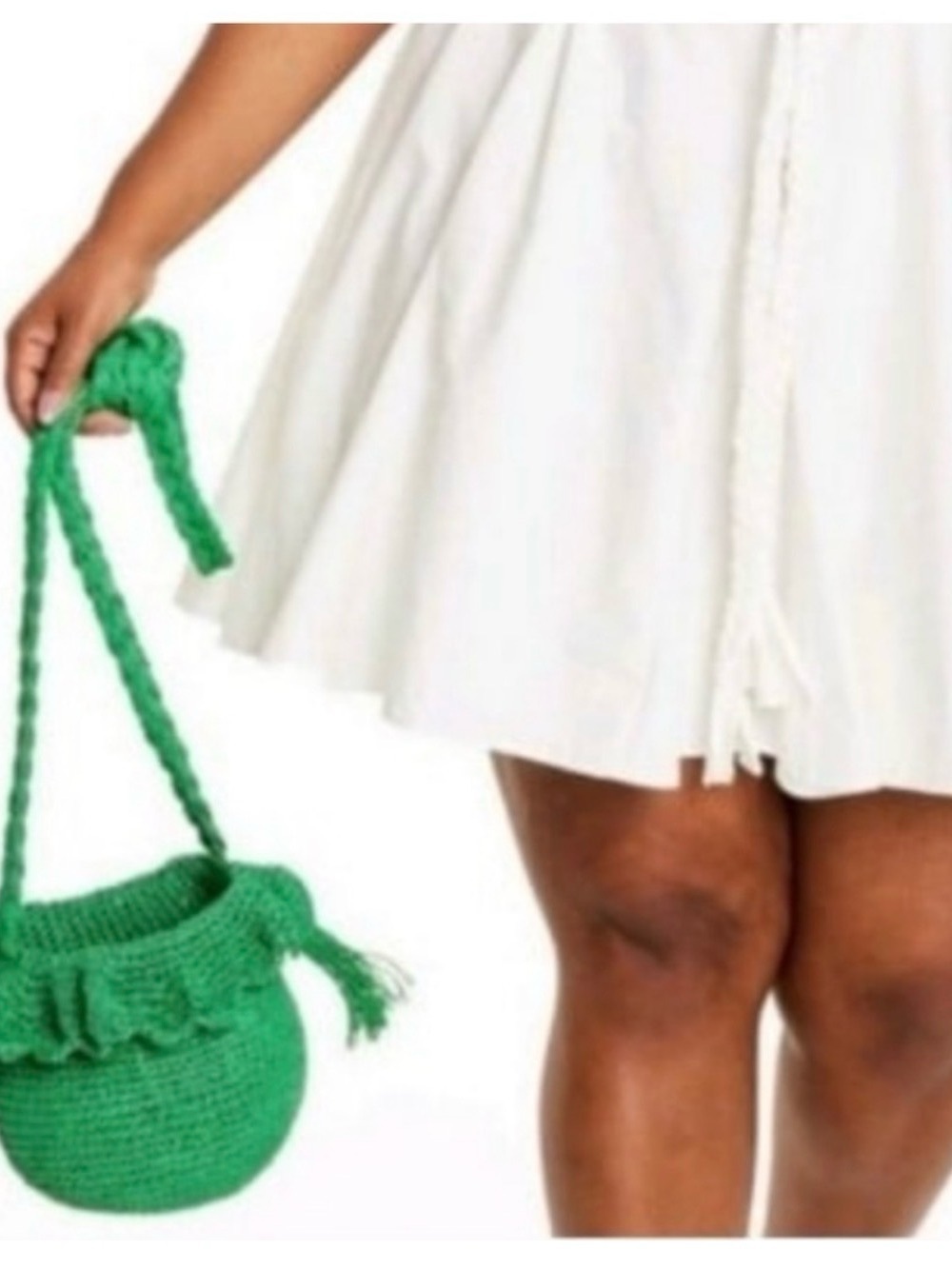 RHODE Green Crochet Mini Bucket Bag